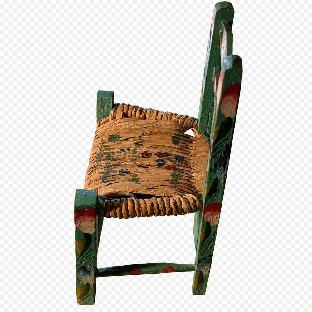 Vintage Mexican Folk Art Doll Chair 8.25